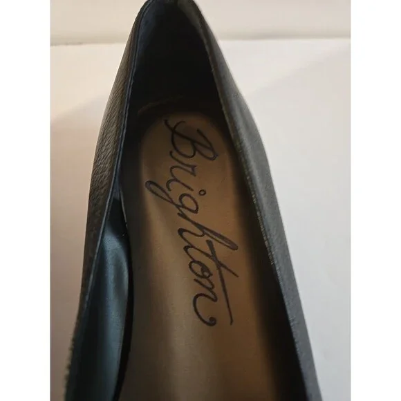 Brighton 'Barb' Black Leather Ballet Flats With Silver Accent Charm Size 7M - Picture 2 of 15